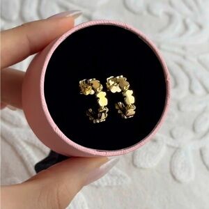 TOUS SILVER VERMEIL STRAIGHT HOOP EARRINGS